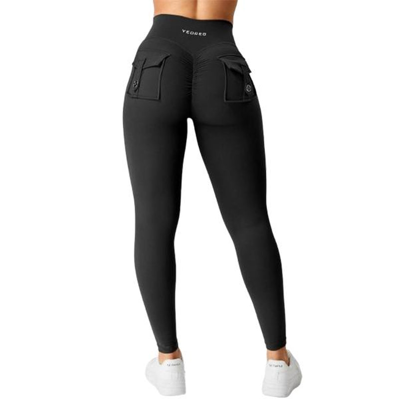 YEOREO Leggings with Pockets for Women Charm Leggings Workout Leggings for Women V Cross Waist Butt Lifting Gym Yoga Exercise Fitness Activewear